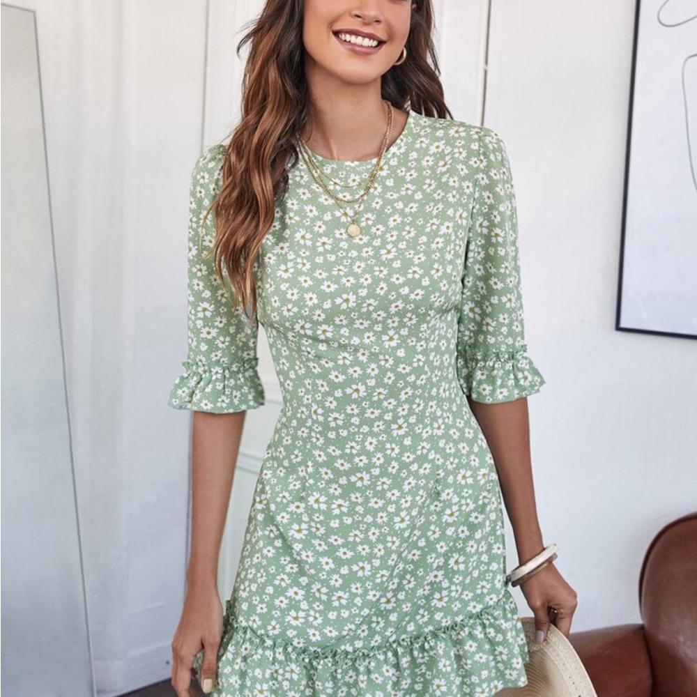 Leopard Print Ruffle Sleeve Dress - Picture 3 of 16